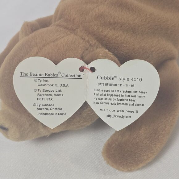 Beanie Babies Cubbie the Bear with Original Tags 1993 PVC #4010 - Picture 9 of 15